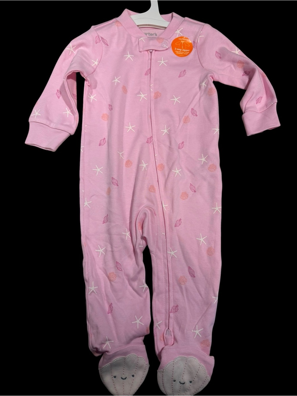 Carter's Pink Shell & Star Footed One-Piece Pajamas